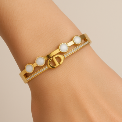 Golden Grace Stone Bangle