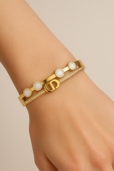 Golden Grace Stone Bangle